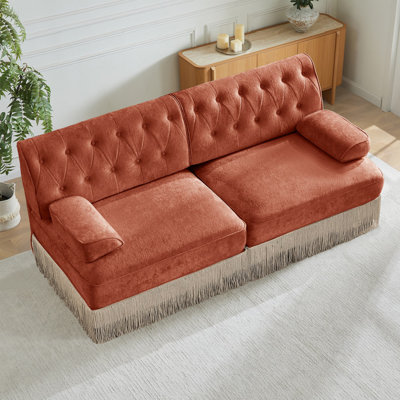 76.6'' 2-Seater Chesterfield Velvet Sofa