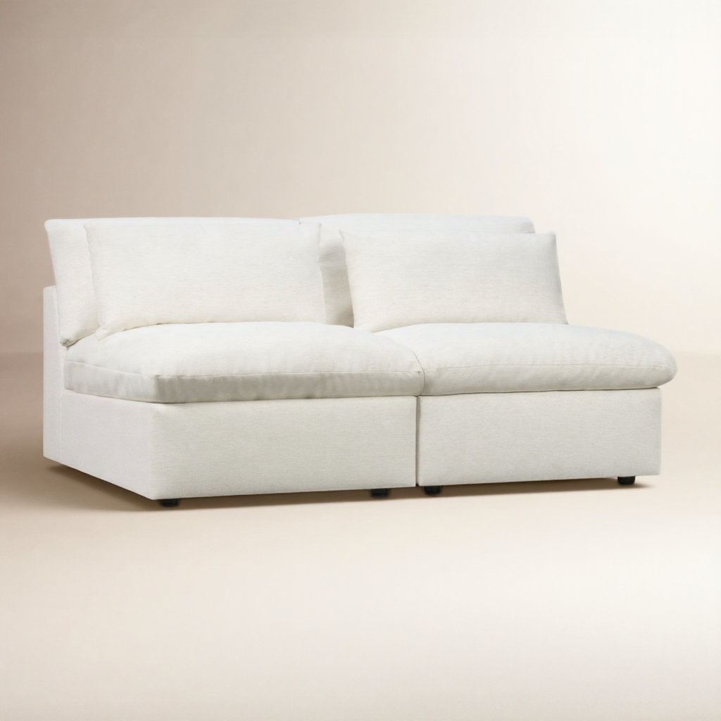 Remy 66" Velvet Modular Sofa, Nomad Snow Crypton® Chenille