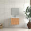 Armoire de salle de bain flottante en bois massif 24 po 24 po, fixée au mur avec 2 tiroirs rainurés, lavabo en résine blanche, style américain, meuble-lavabo de 19,35 po de hauteur, vasque de rangement intégrée, design,
