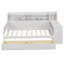 Lit de jour simple en bois avec tablettes de rangement, lit multifonctionnel avec deux tiroirs de rangement-2083827449