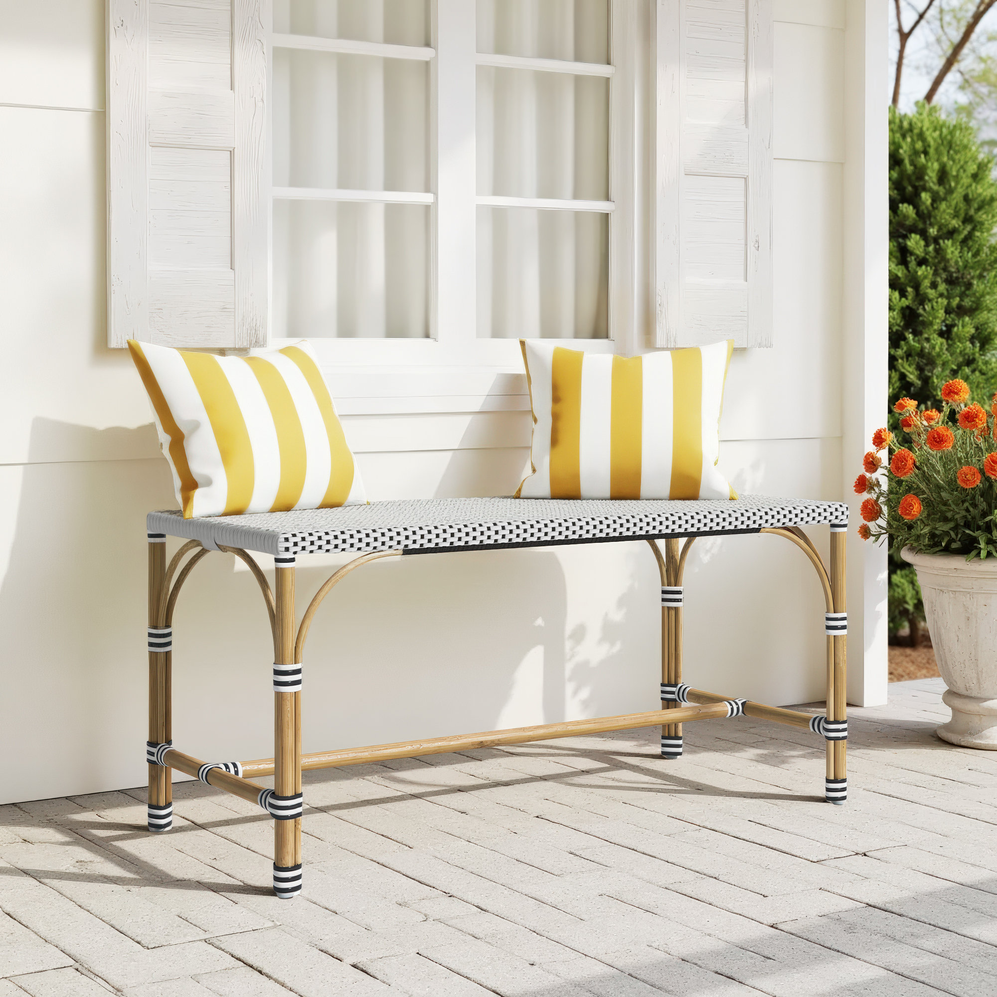  Aluminum Picnic Bench, Black/White