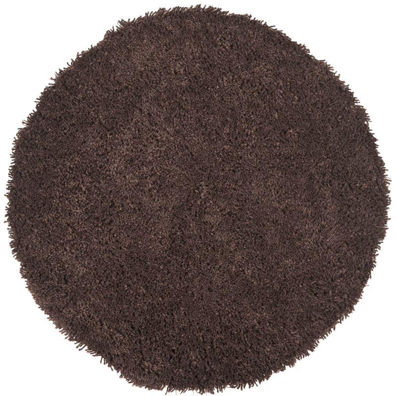 Assar Modern Handmade Shag Chocolate Area Rug, Round 4'
