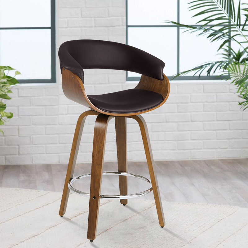 Draymond Swivel Upholstered Counter & Bar Stool, Counter Stool (26" Seat Height), Brown
