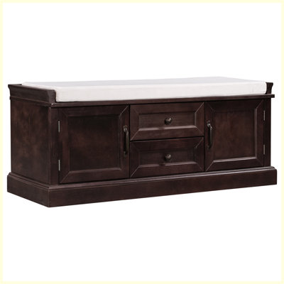 Storage Bench with 2 Drawers and 2 Cabinets for Living Room, Entryway