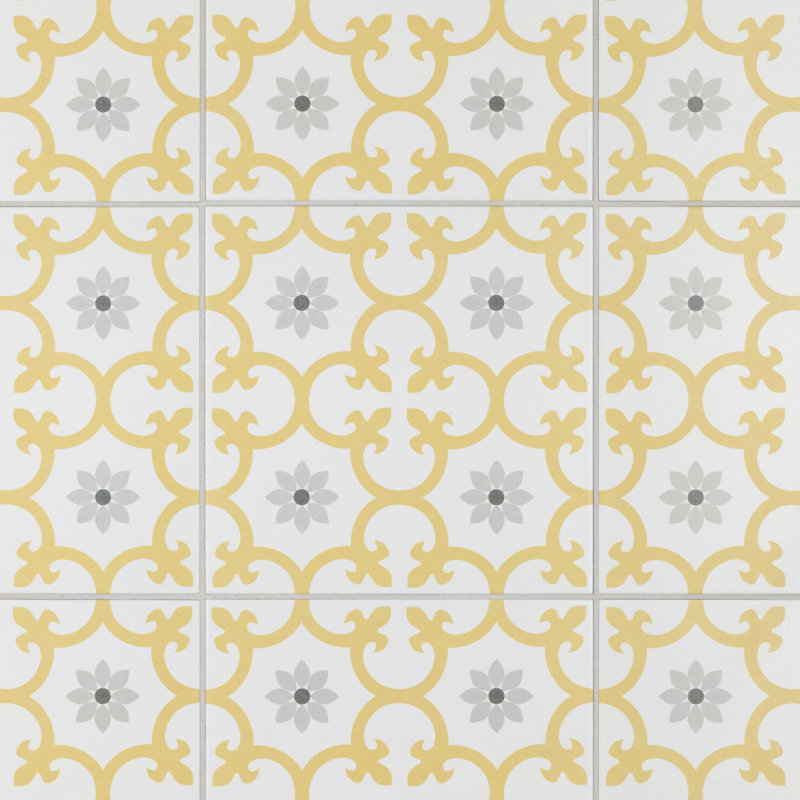 Daria 10" x 10" Porcelain Patterned Wall & Floor Tile, Dandelion
