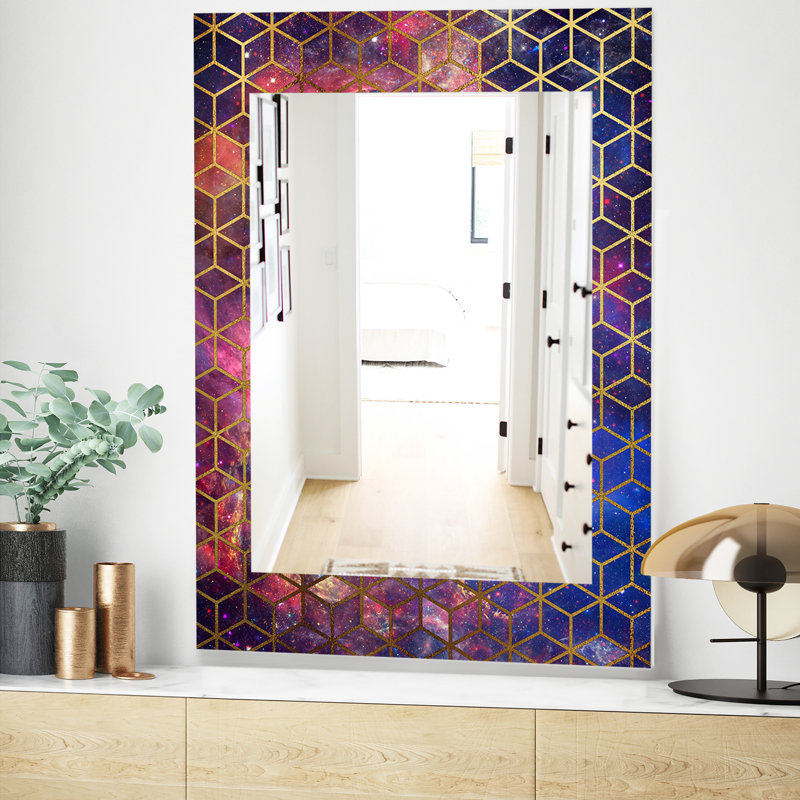 Mirror, 39.4" H x 29.5" W, Blue/Gold/Red