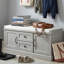 Banc de rangement pour chaussures avec rangement caché - 2 armoires, coussin amovible, poignées rétro en aluminium-1906091614