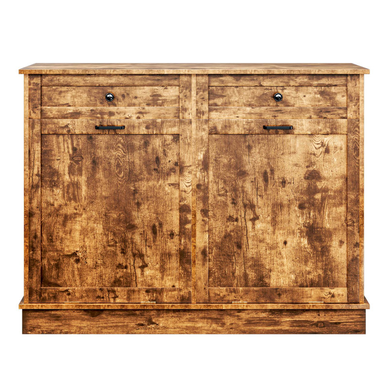 Double Tilt Out Trash Kitchen Cabinet, Brown