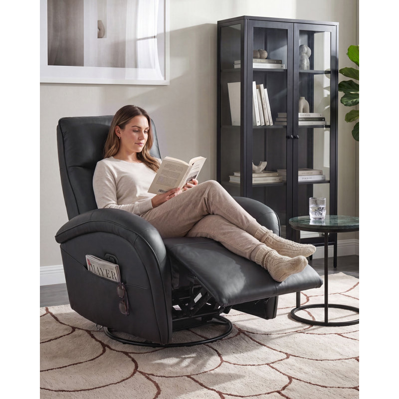 90 cm Wide Faux Leather Rocker and Swivel Recliner