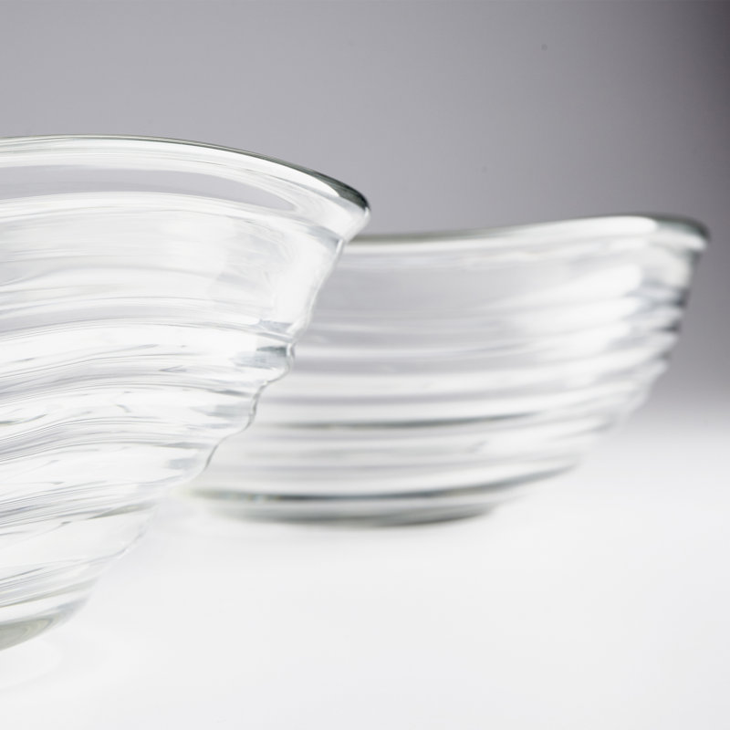 Wavelet Glass Decorative Bowl, 5.25" H x 11.25" W x 11.5" D