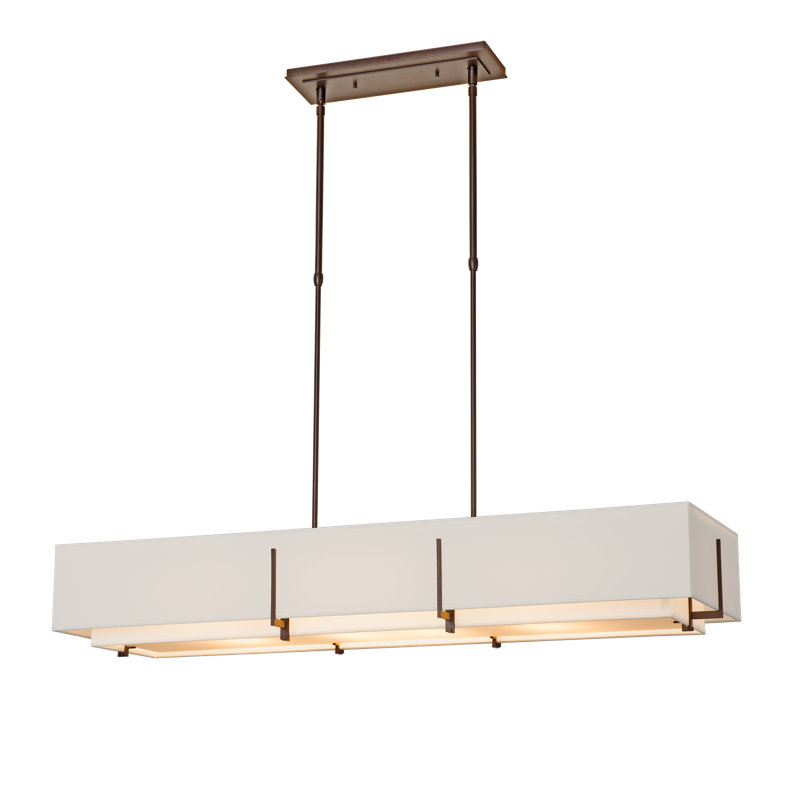 Exos 4 - Light Unique/Statement Linear Pendant, Bronze, Flax Shade