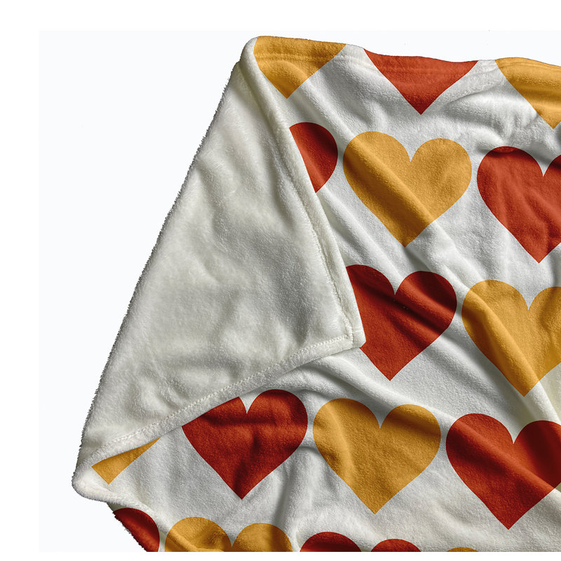 Jeté Alternating Hearts, Jaune d'œuf, L 50 po x L 60 po