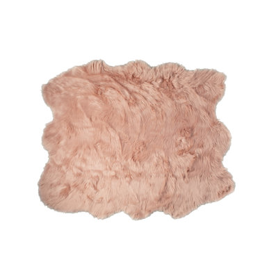 Tapis rose clair en fausse peau de mouton Oguz