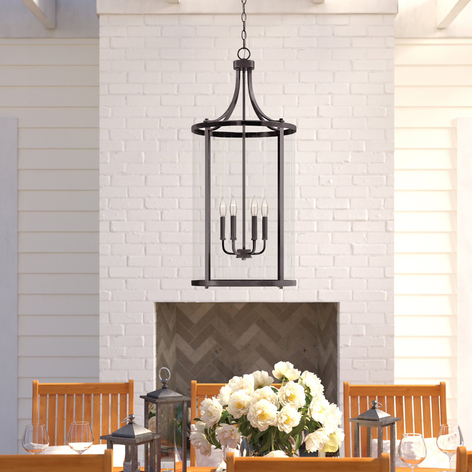 Wayland Chandelier, English Bronze, 6 Lights, 34" H x 16" W x 16" D