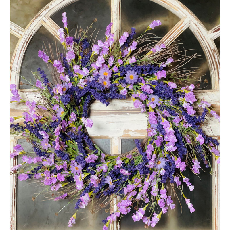 24" Artificial Lavender & Twig Wreath, Purple