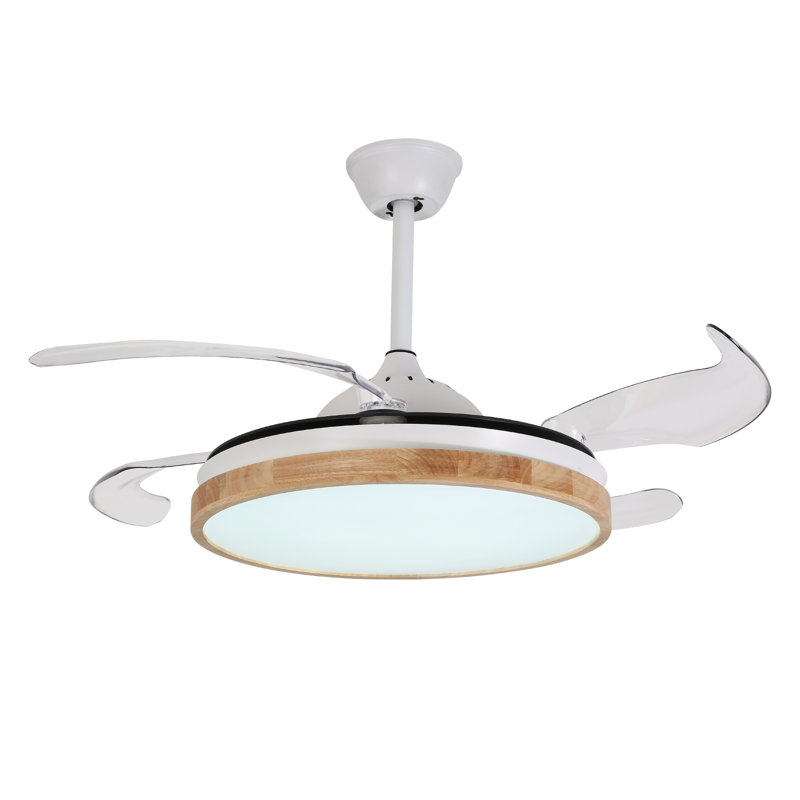 Ventilateur de plafond rond moderne rétractable de 42 pouces à 6 vitesses avec lumières DEL et télécommande