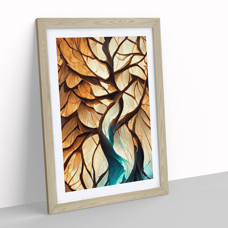 Abstract Tree - Single Picture Frame Print, 34cm H x 25cm W x 2cm D, Oak Framed