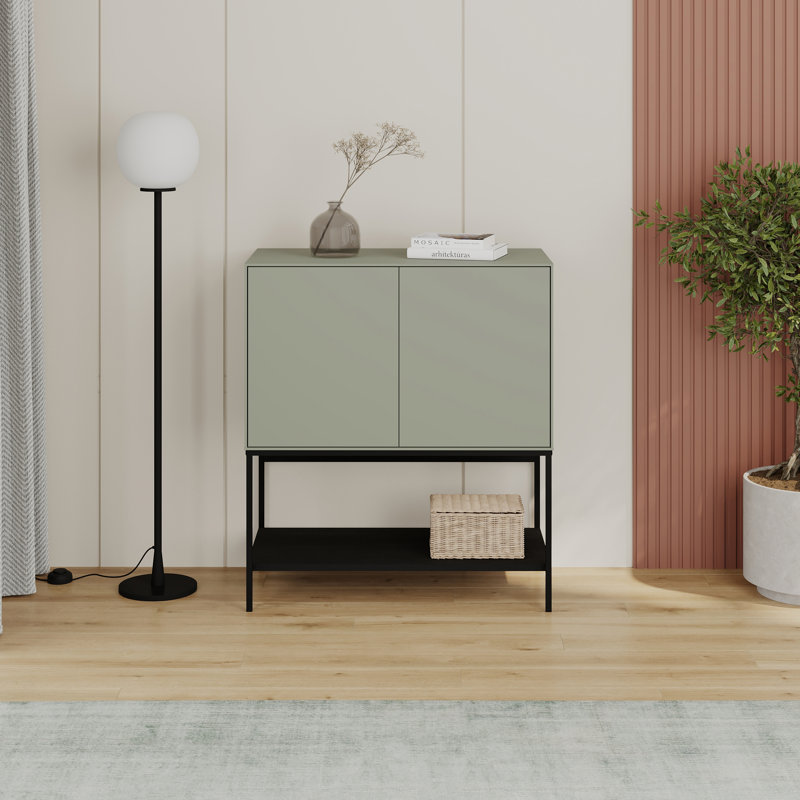 Accent Chest, Modern Console Table  Ash Green - Black Wood