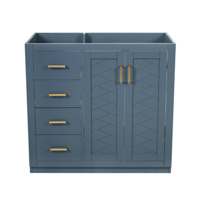 Solid Wood Frame Bathroom Vanity with Soft-Closing Hinges and Ample Storage