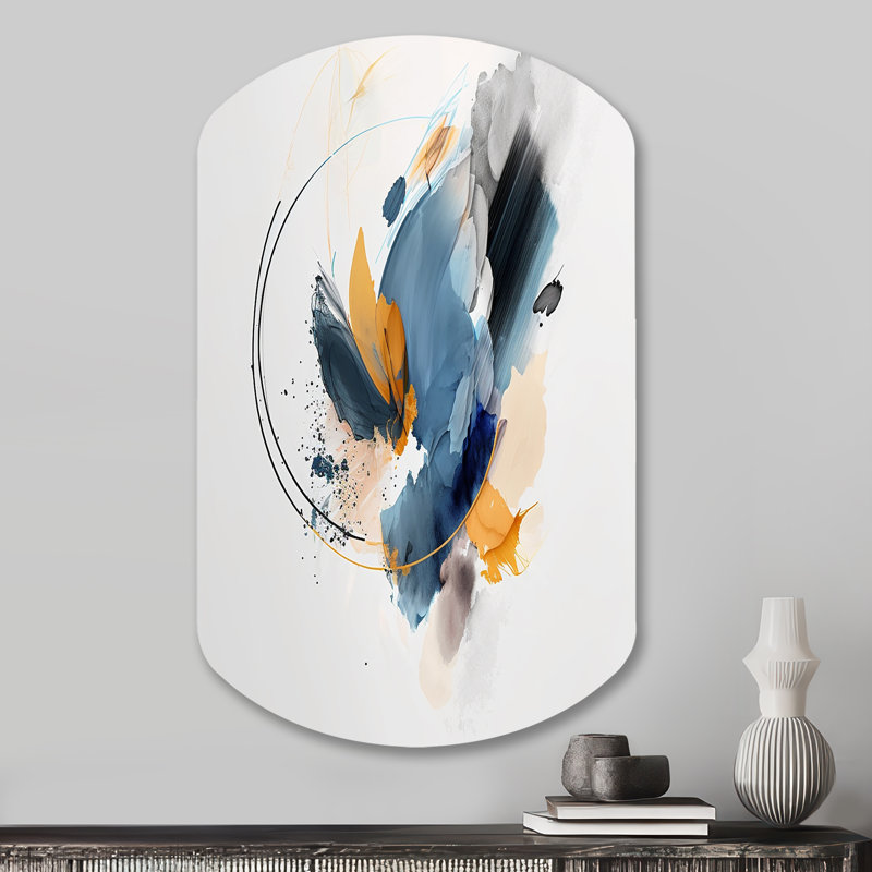 «Shushma Abstract Shapes Modern Artwork II», art mural cylindrique abstrait en métal, reproduction d'art asymétrique moderne
