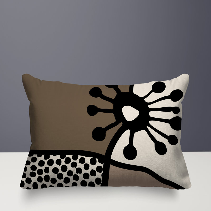 Coussin lombaire réversible intérieur / extérieur Jai Abstract, H 18 po x l 25 po, Beige