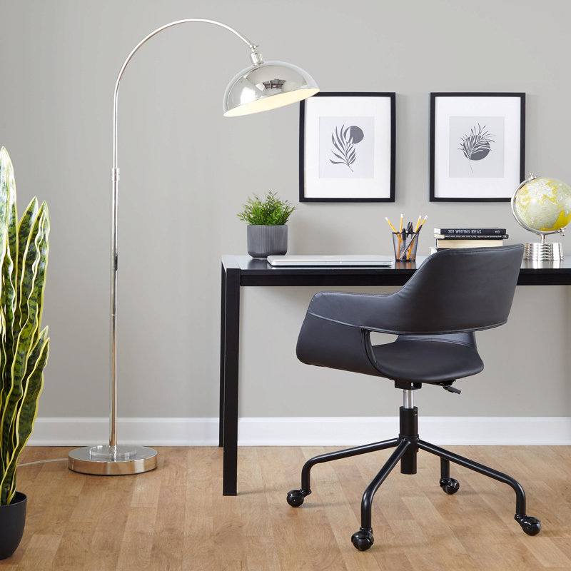 Lampe sur pied en métal en nickel poli et cristal K9 transparent avec accents en métal blanc