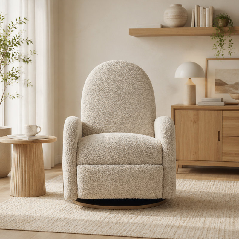 Fauteuil inclinable et pivotant 360 °, Almond, Almond Fabric