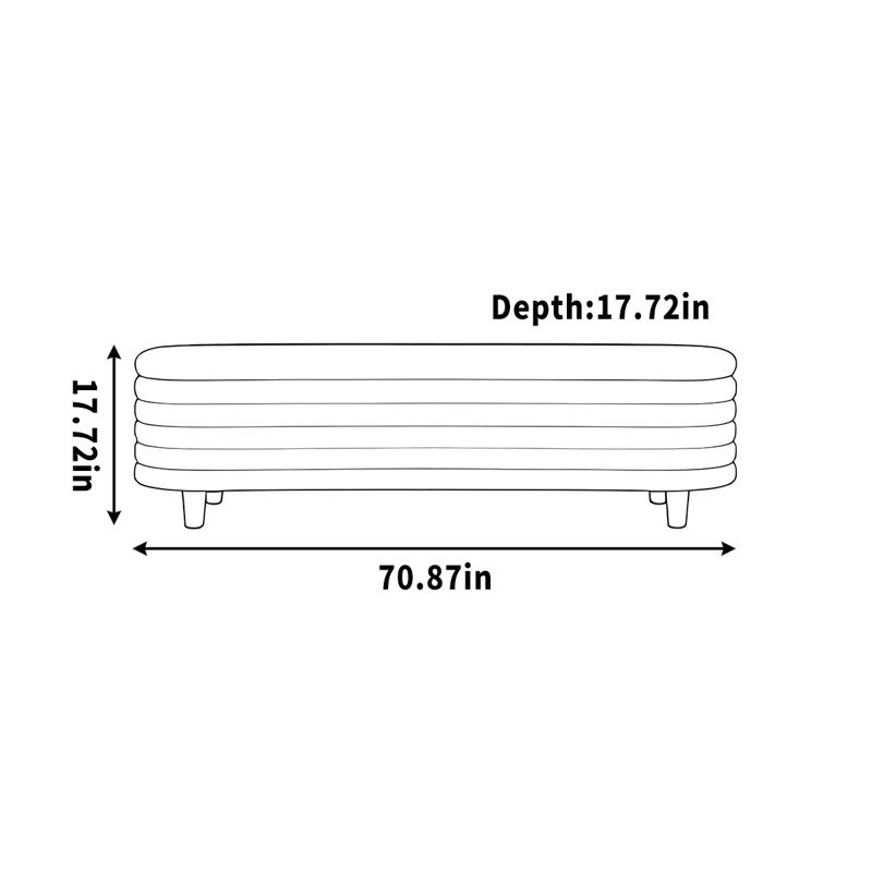 Banc de rangement pour vêtements, H 17,72 po x l 70,87 po x P 17,72 po
