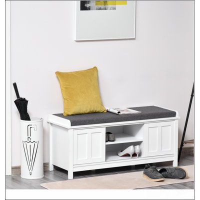 Repose-pieds avec rangement pour chaussures et portes coulissantes, étagère réglable, 6 compartiments