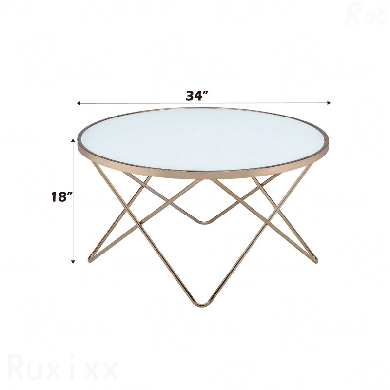 Table basse avec plateau en verre givré