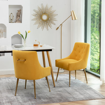Chaise d'appoint rembourrée en velours Mayreli