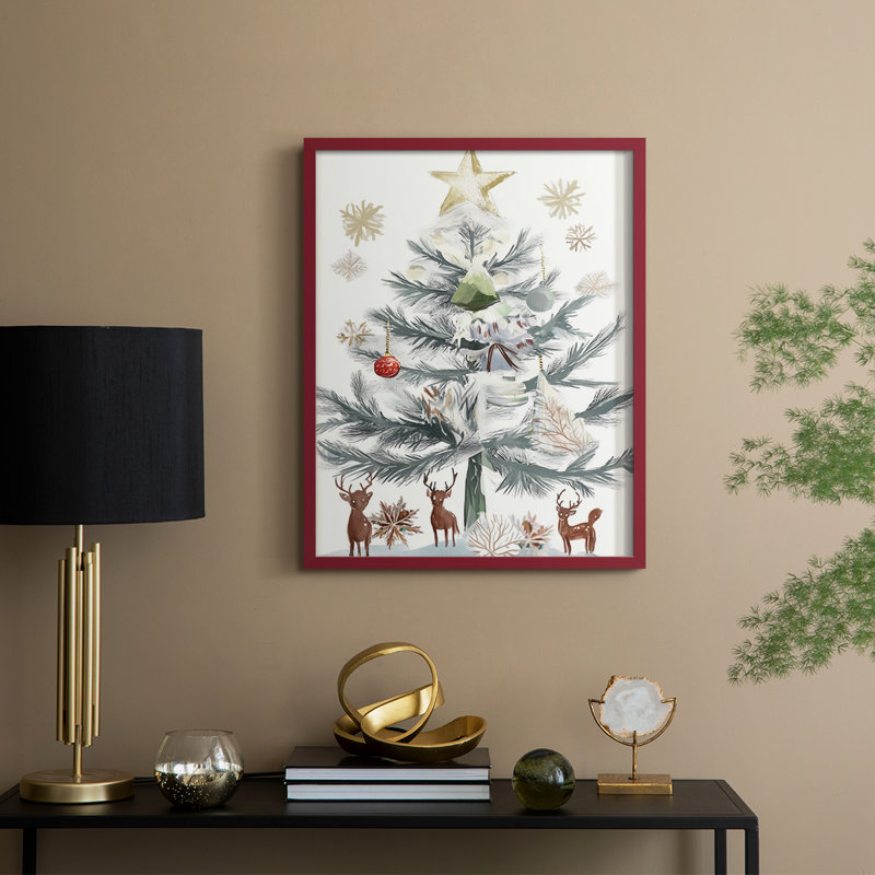 «Christmas Holiday Art» CECX, reproduction d'art encadrée, Rouge, H 15 po x l 12 po