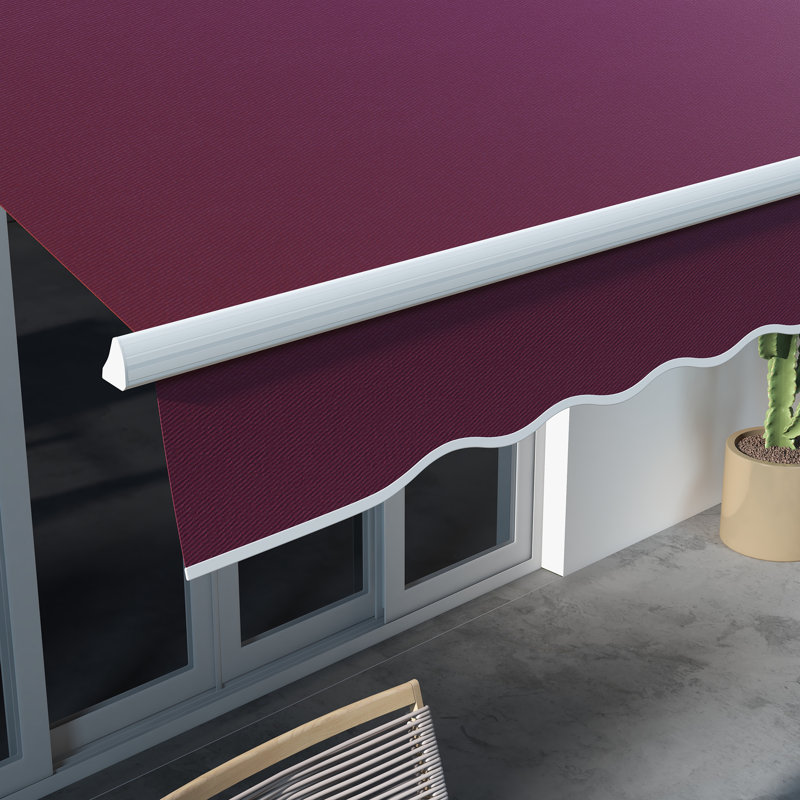 Auvent de terrasse rétractable en polyester Outsunny, Rouge, H 59,1 po x l 116,9 po x P 78,7 po