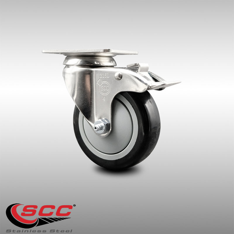 Polyurethane Swivel Top Plate Caster, Black