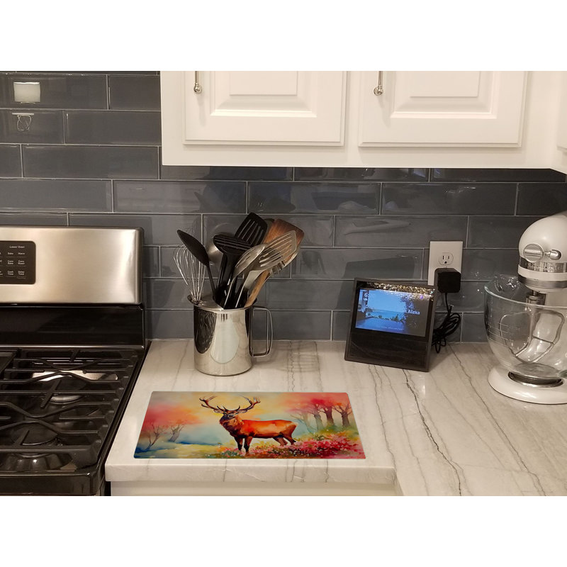 Deer Stag Glass Cutting Board Large