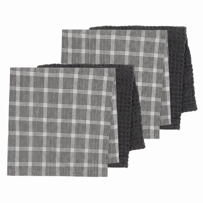 4-Pack Woven Cotton Dishcloths, 12x12 Inch, Super Absorbent Waffle Weave Kitchen Towels for Washing Dishes and Cleaning, Grey