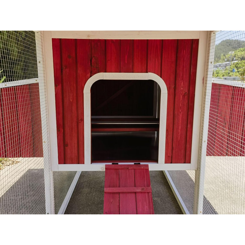  Cage à poulailler en bois avec grange rouge