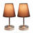 Amandev Simple Designs Sand Nickel Mini Basic Table Lamp with Tapered Fabric Shade-727904199