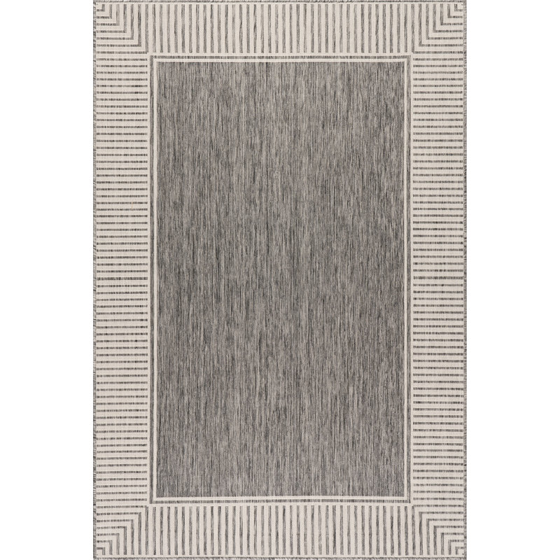 Alegre Bordered Indoor/Outdoor Rug, Rectangle 8' x 10', Gray