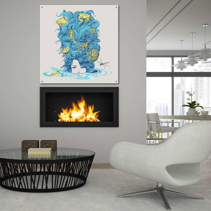 «The Ocean Queen» par Rachel Caldwell, art mural en verre acrylique, H 36 po x l 36 po x P 0,2 po