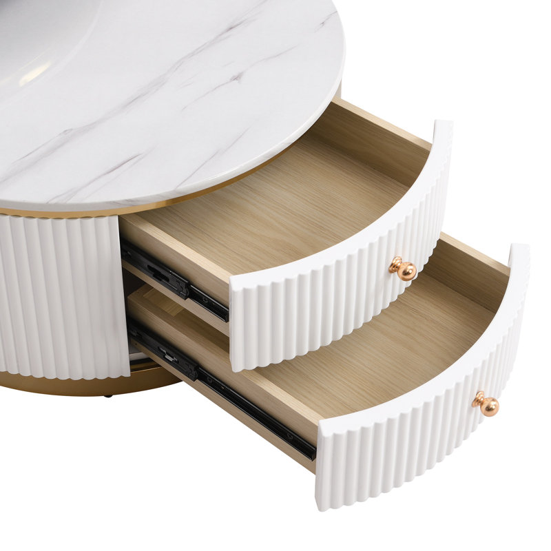 Table basse gigogne 2 tiroirs blanche avec tiroirs 27,6 po