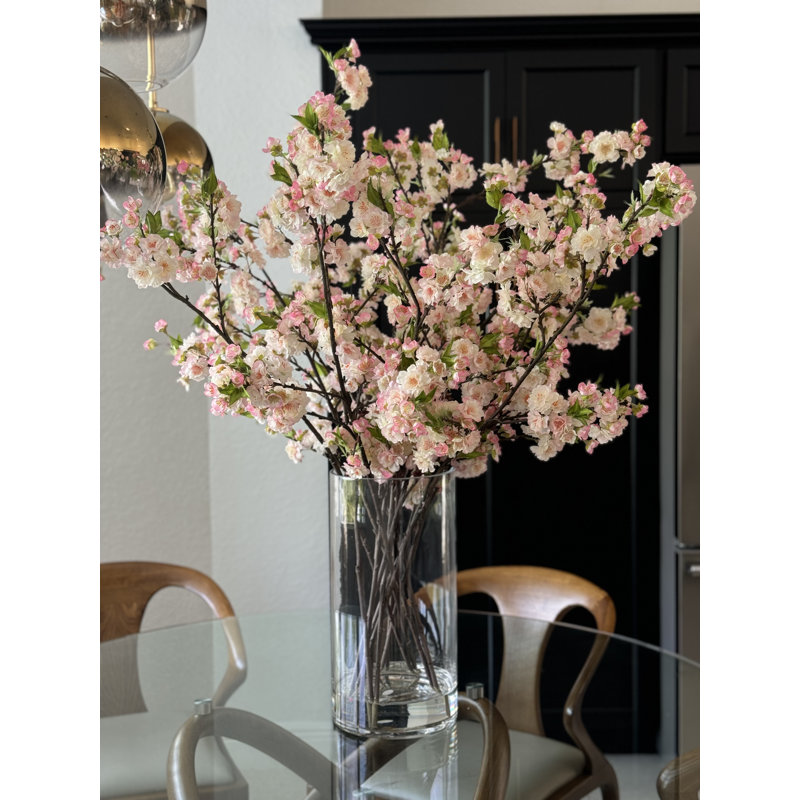 Cherry Blossoms In 16" Glass Cylinder, Pink