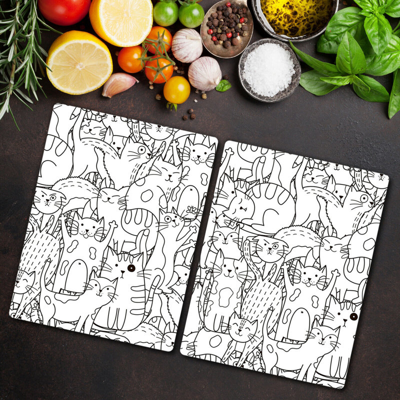 Sheley Chaotic Abstract Happy Cats Chopping Board, 30cm L x 52cm W