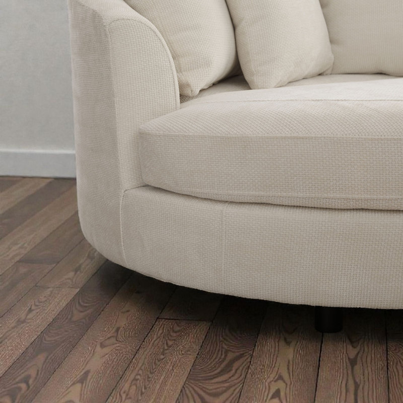Fauteuil demi-tonneau surdimensionné 59,5 po avec roulettes, Beige