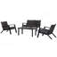 Ensemble de meubles de patio 4 pièces, canapé causeuse, 2 chaises et table basse d'extérieur