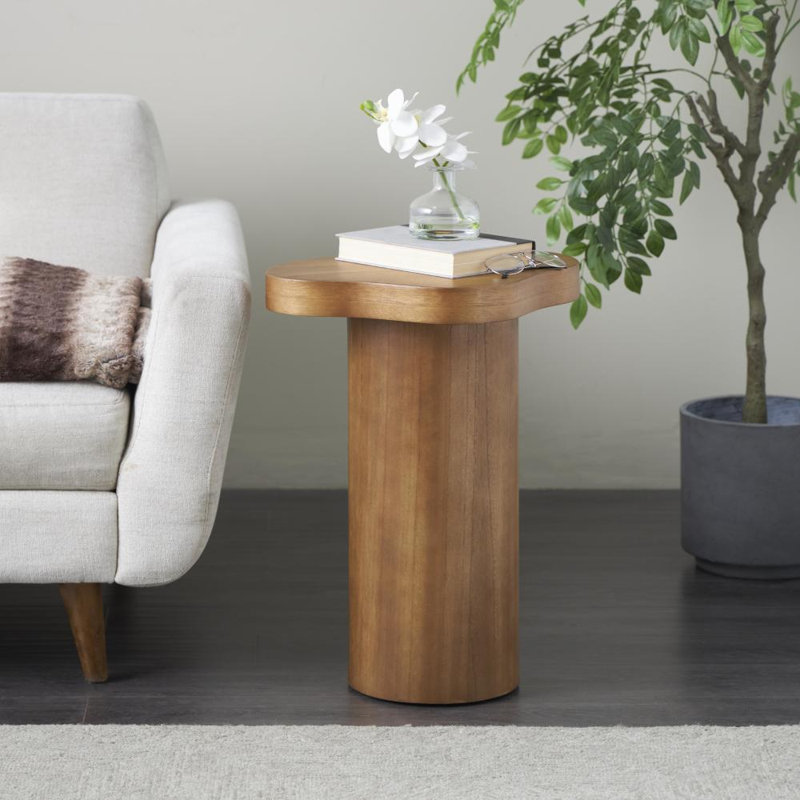 Table d'appoint à piédestal en bois avec plateau carré Atiyanna