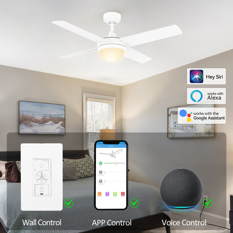 Gelsey 48'' Ceiling Fan with LED Lights, White