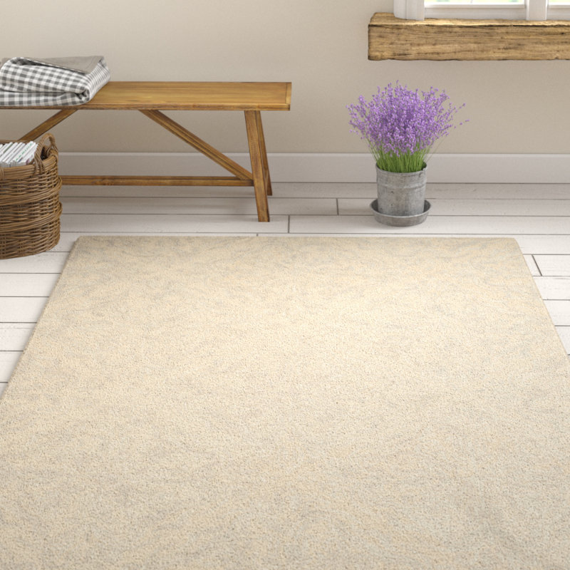 Ferrera Hand-Tufted Wool Ivory Area Rug, Rectangle 10' x 14'