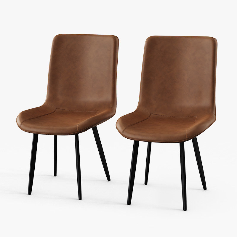 George Modern Black 2 Chair Dining Set with Metal Legs