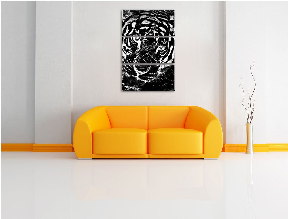 3-tlg. Leinwandbilder-Set „Tigers-vibe negative“, Grafikdruck